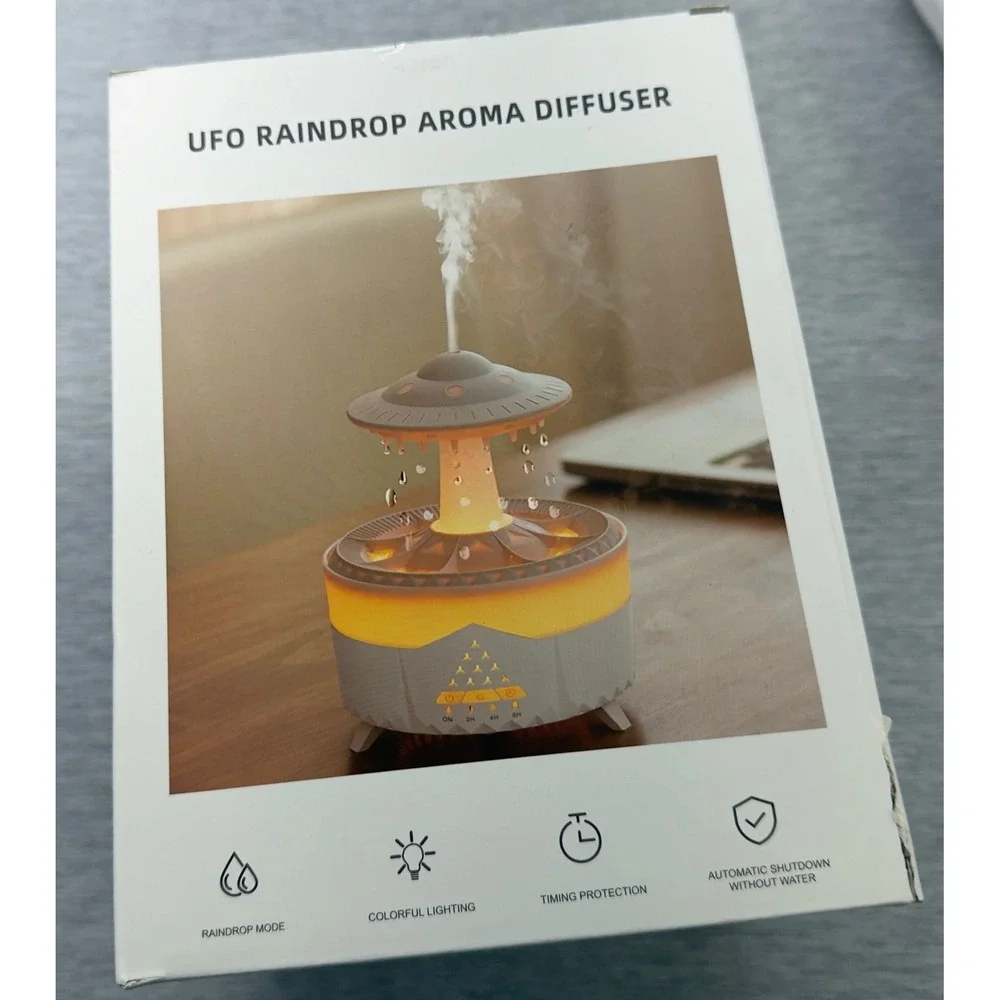 UFO Raindrop Aroma Diffuser V56 White Spaceship Humidifier with Color LED Light